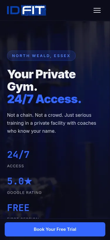 ID FIT's new site on a phone: clean and built mobile-first