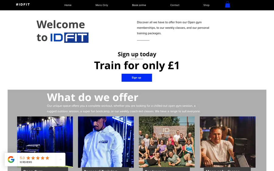 ID FIT's old Wix website: dated template layout, slow to load